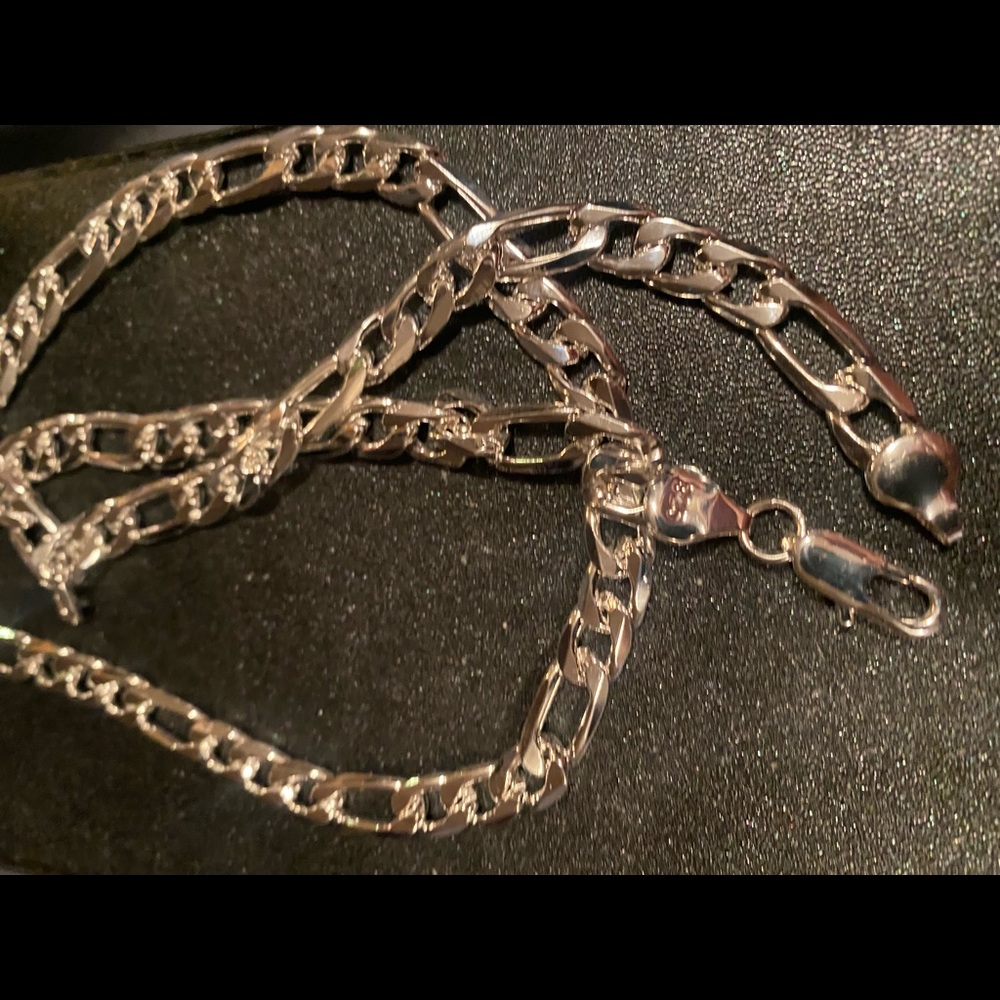 .925 STERLING SILVER FIGARO 7 mm thick SOLID NECK CHAIN NEW !!!